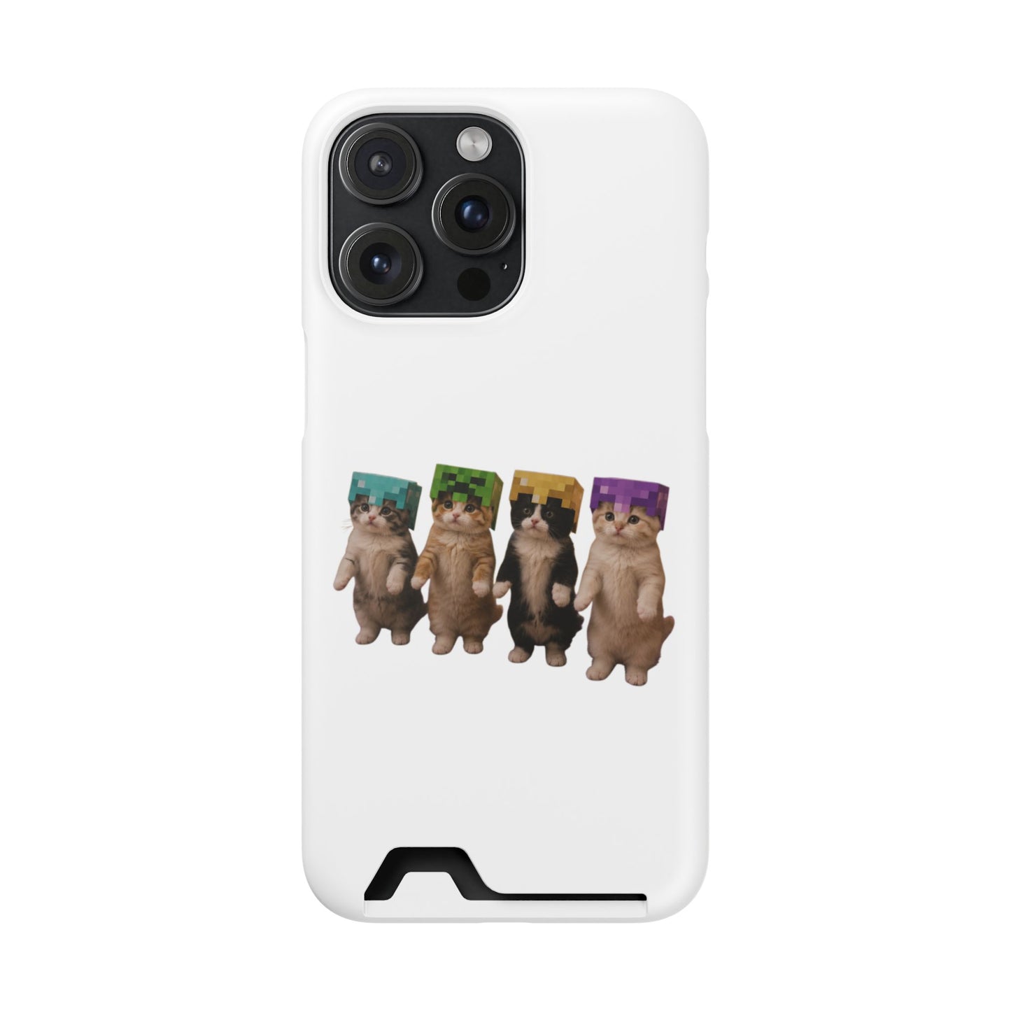 Minecraft Kittens Cat Phone Case with Card Holder