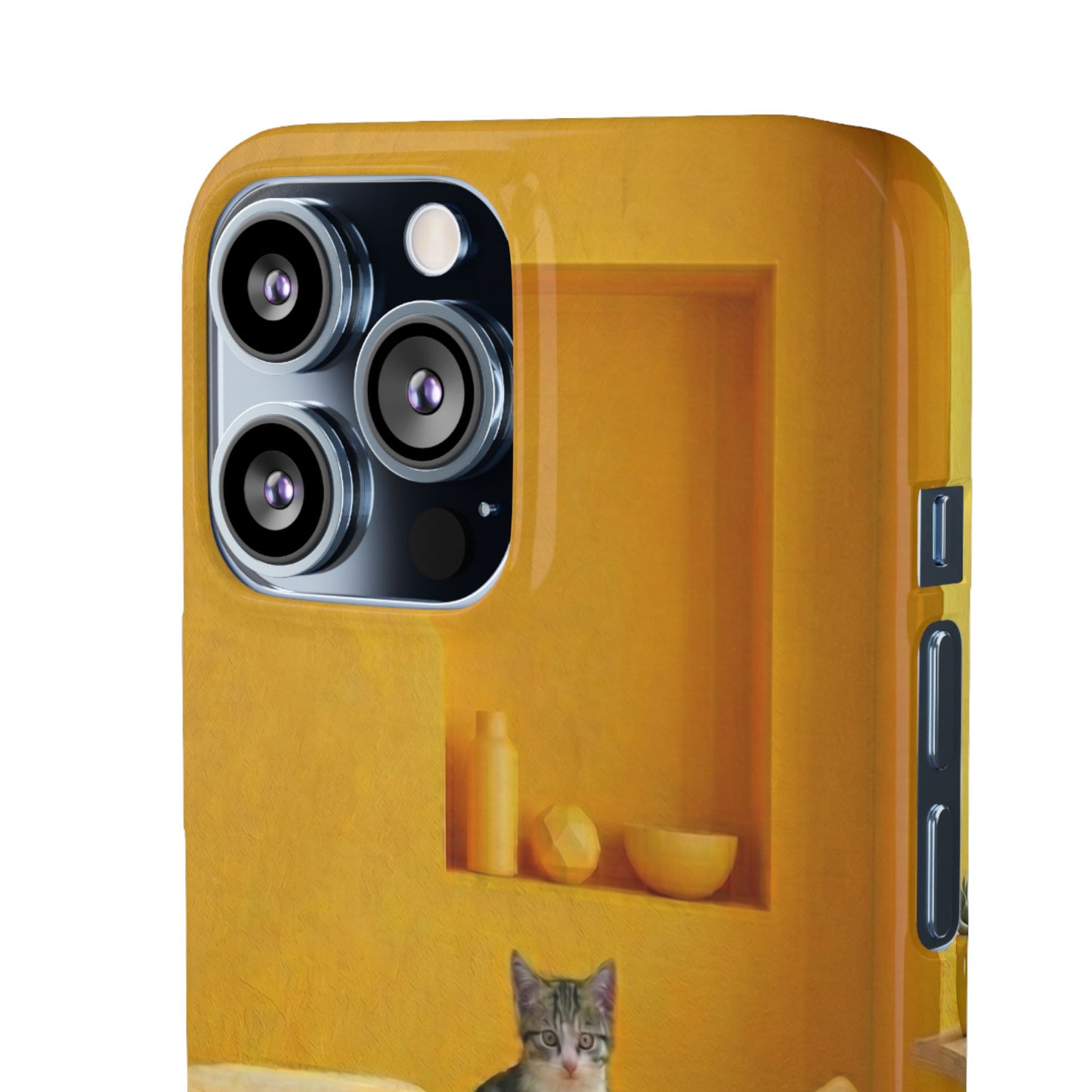 Cat Cozy Phone Case – Cute Kittens in Yellow Living Room Snap Case