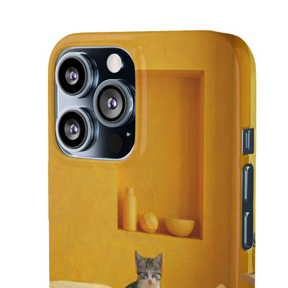 Cat Cozy Phone Case – Cute Kittens in Yellow Living Room Snap Case