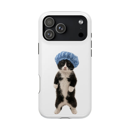 Cute Cat in Shower Cap Magnetic Impact-Resistant Phone Case
