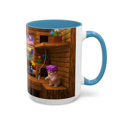 Cozy Cat Tree Accent Coffee Mug — Cute Kitten Window Scene (11/15 oz)