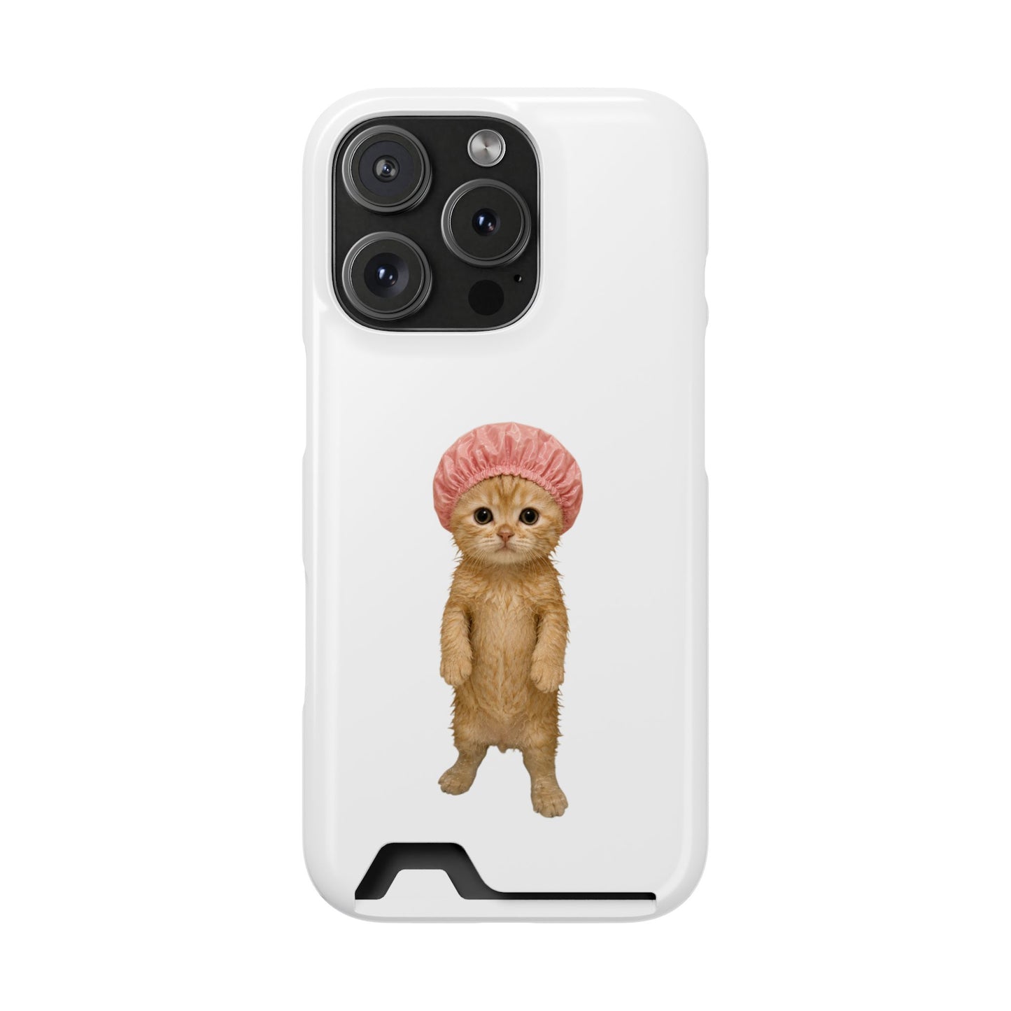 Cute Cat Shower Cap Phone Card Case