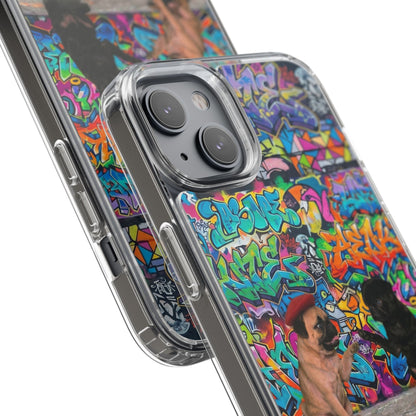 Clear Phone Case — Colorful Graffiti Pugs Design
