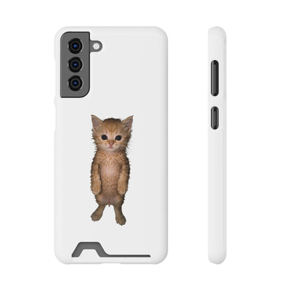 Cute Standing Kitten Phone Case with Card Holder