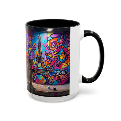 Street Kitties Graffiti Coffee Mug — Colorful Cat Art Accent Mug (11/15oz)