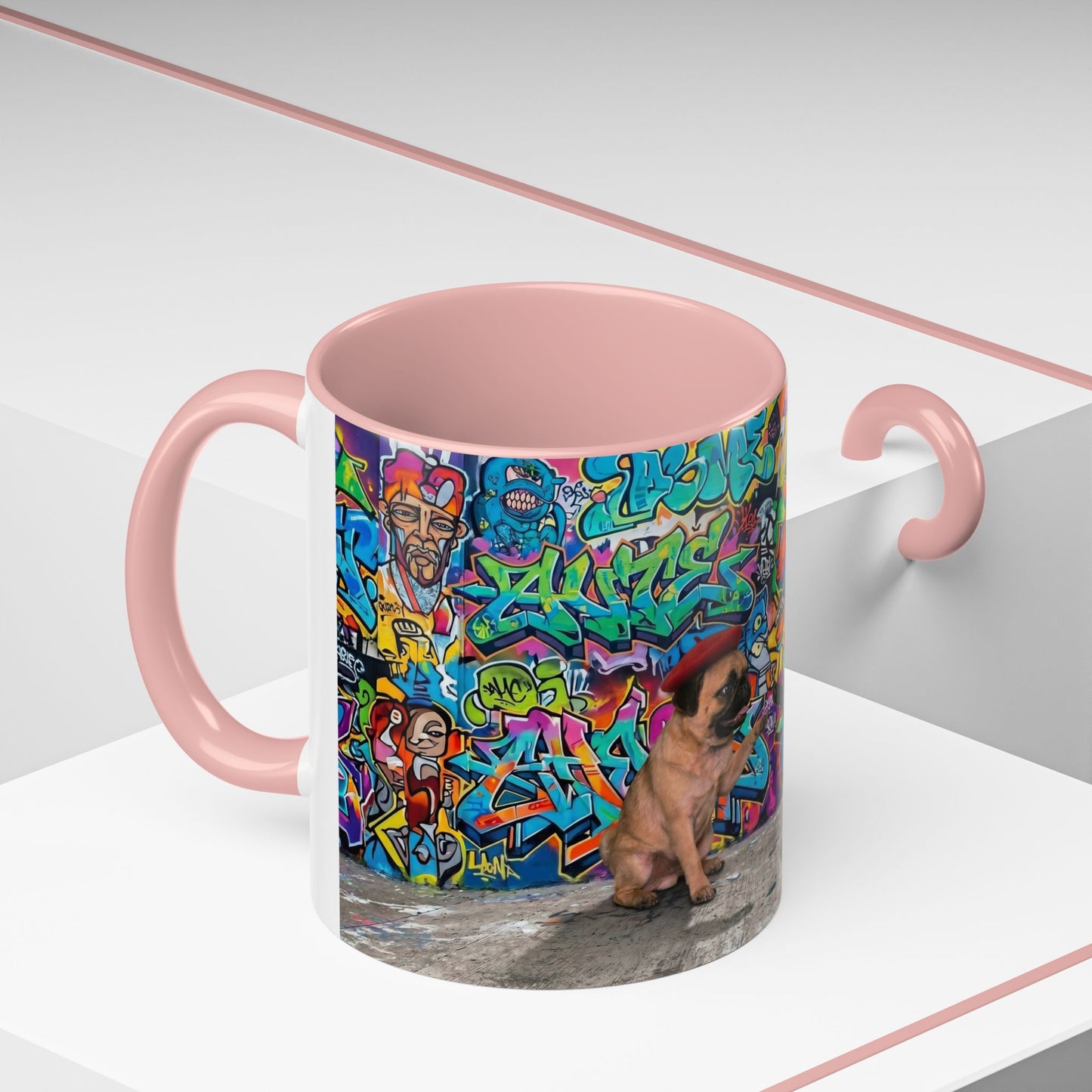 Graffiti Pug Coffee Mug — Colorful Street Art Accent Mug (11/15oz)