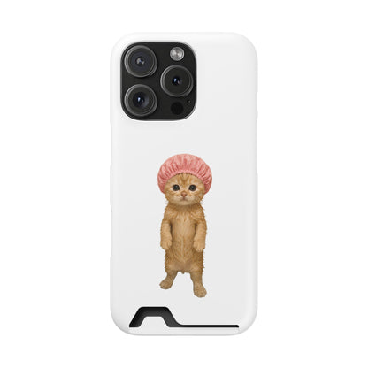 Cute Cat Shower Cap Phone Card Case