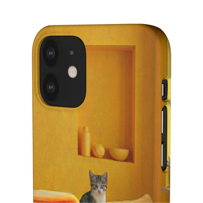 Cat Cozy Phone Case – Cute Kittens in Yellow Living Room Snap Case
