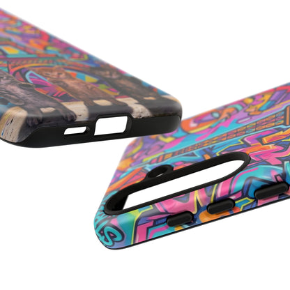 Cat Graffiti Eiffel Phone Case — Colorful Urban Parisian iPhone Cover