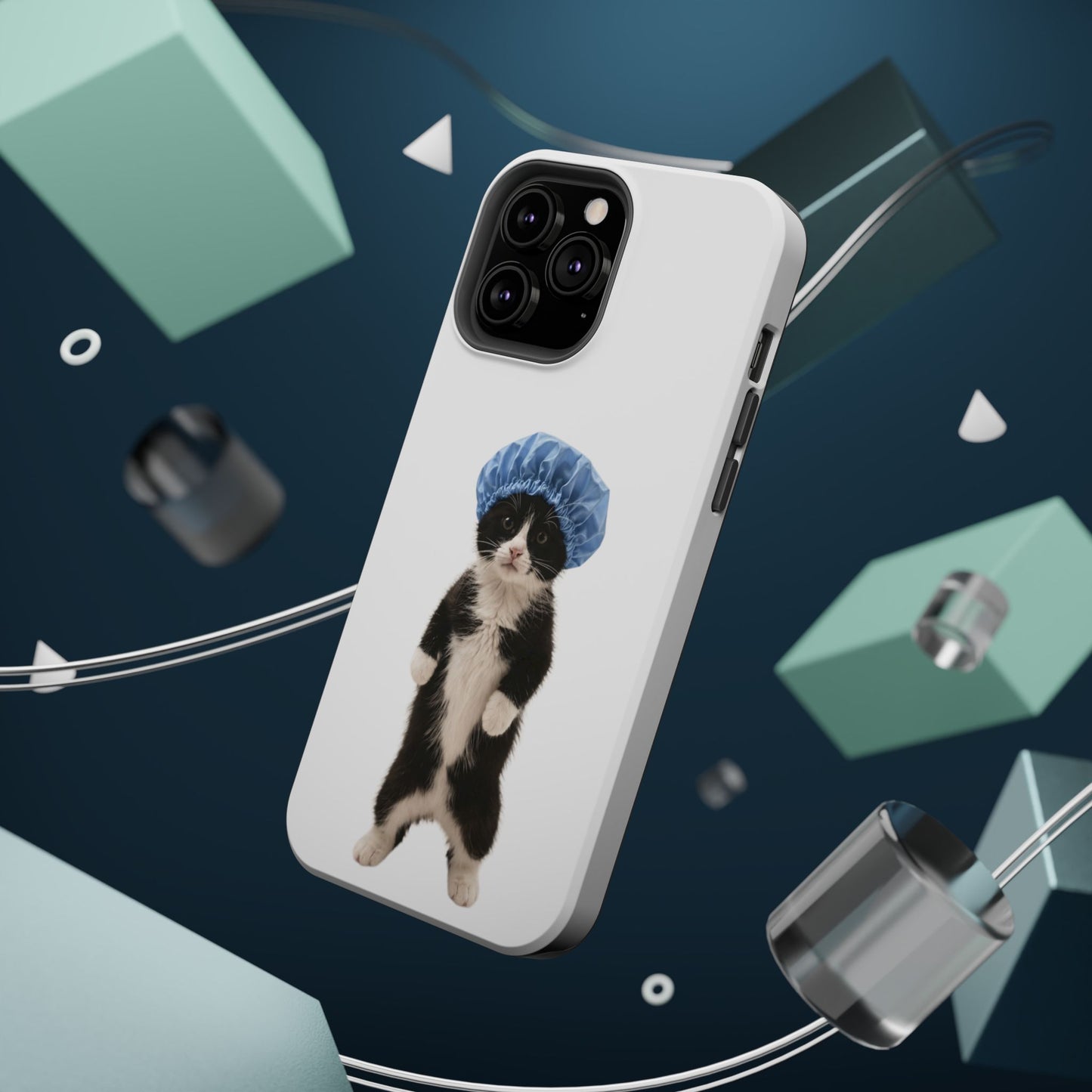 Cute Cat in Shower Cap Magnetic Impact-Resistant Phone Case