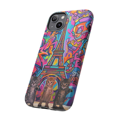 Cat Graffiti Eiffel Phone Case — Colorful Urban Parisian iPhone Cover