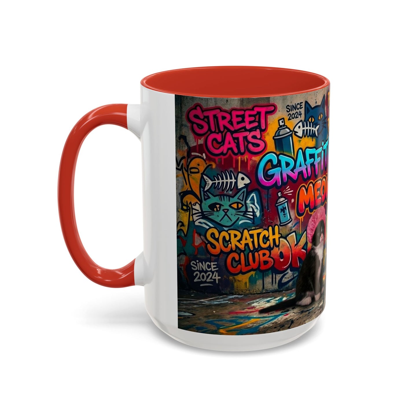 Graffiti Meow Squad Accent Coffee Mug — Cute Kittens ‘Purr-ject’ Street Art Design (11/15oz)