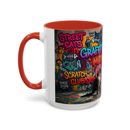 Graffiti Meow Squad Accent Coffee Mug — Cute Kittens ‘Purr-ject’ Street Art Design (11/15oz)