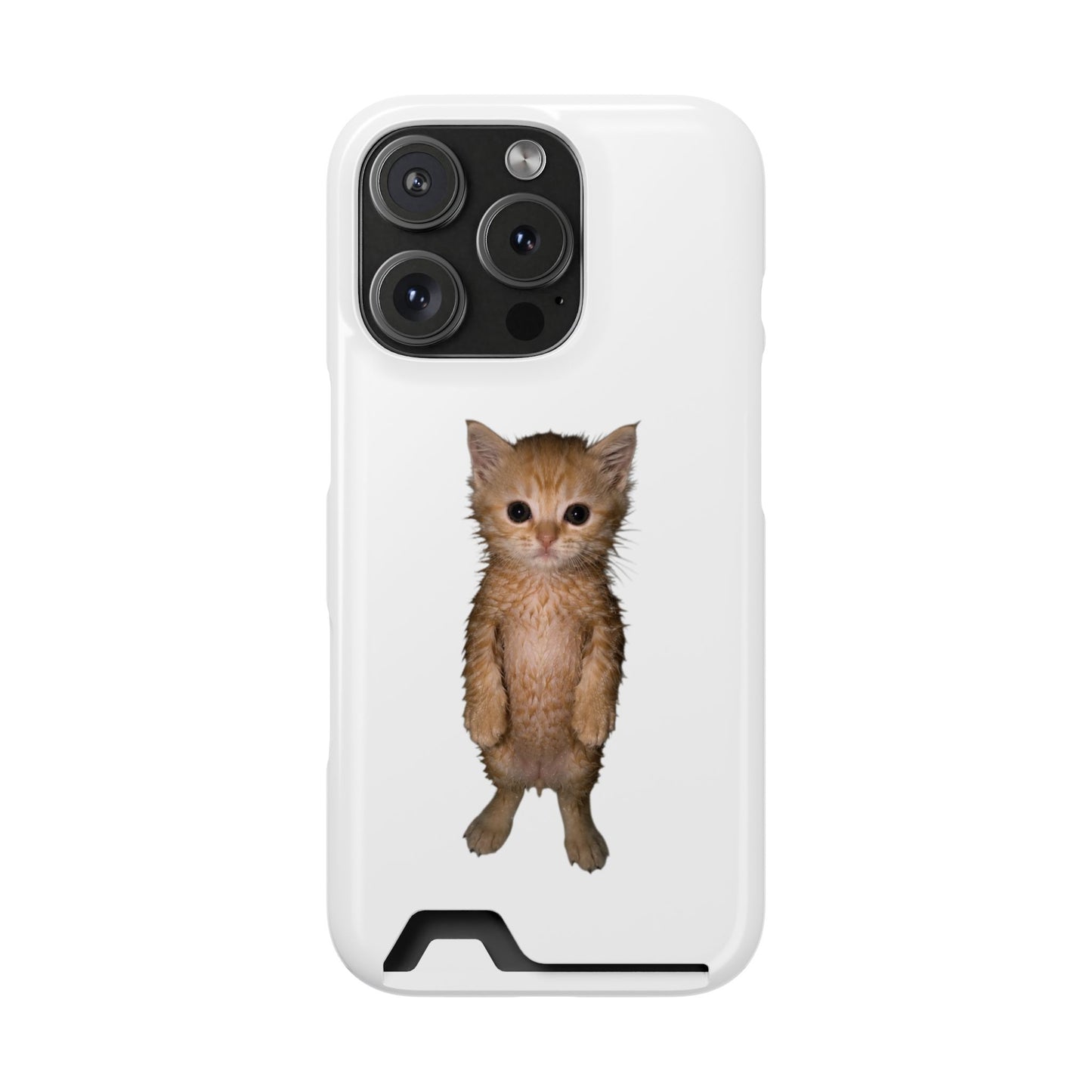 Cute Standing Kitten Phone Case with Card Holder
