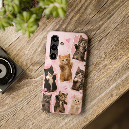 Cute Kittens Tough Phone Case — Pink Paw Print Protective Phone Cover