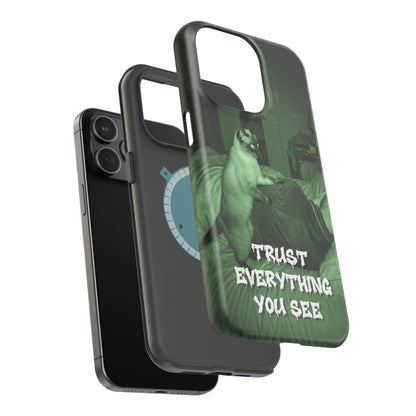 Phone Case 'Trust Everything You See' Green Dog Photo Magnetic Impact-Resistant Case
