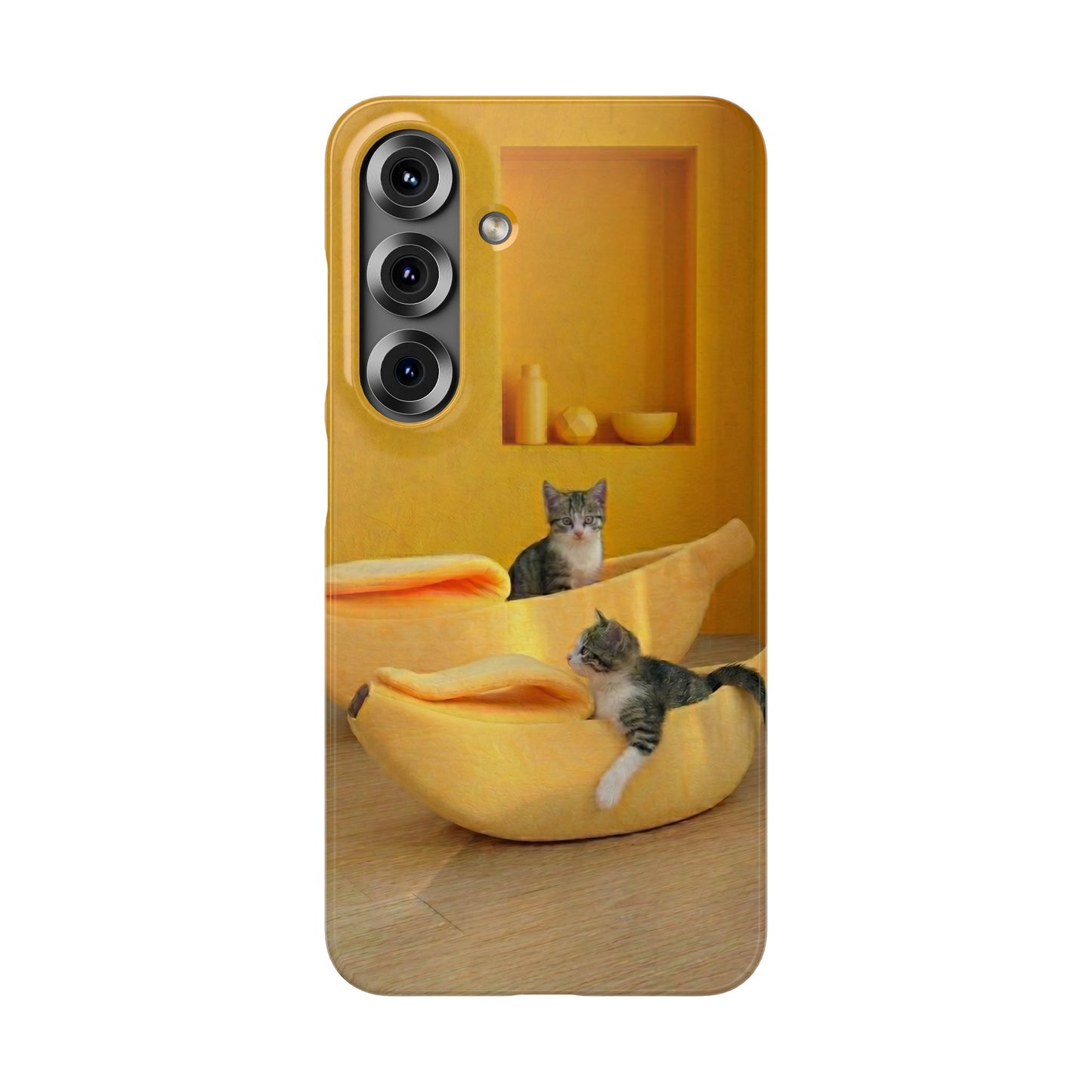 Cat Cozy Phone Case – Cute Kittens in Yellow Living Room Snap Case