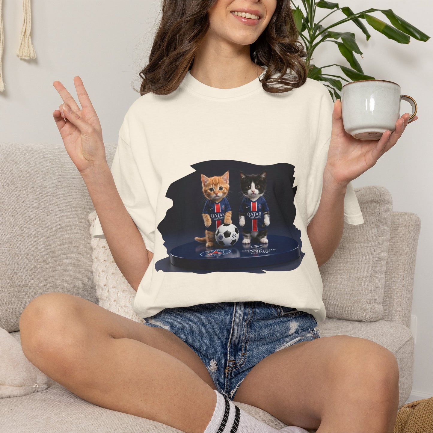 Cat Soccer Players T‑Shirt — Cute Kitten Football Graphic Tee