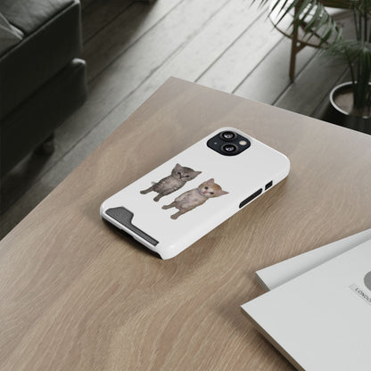 Duo Cute Kitten Phone Case with Card Holder