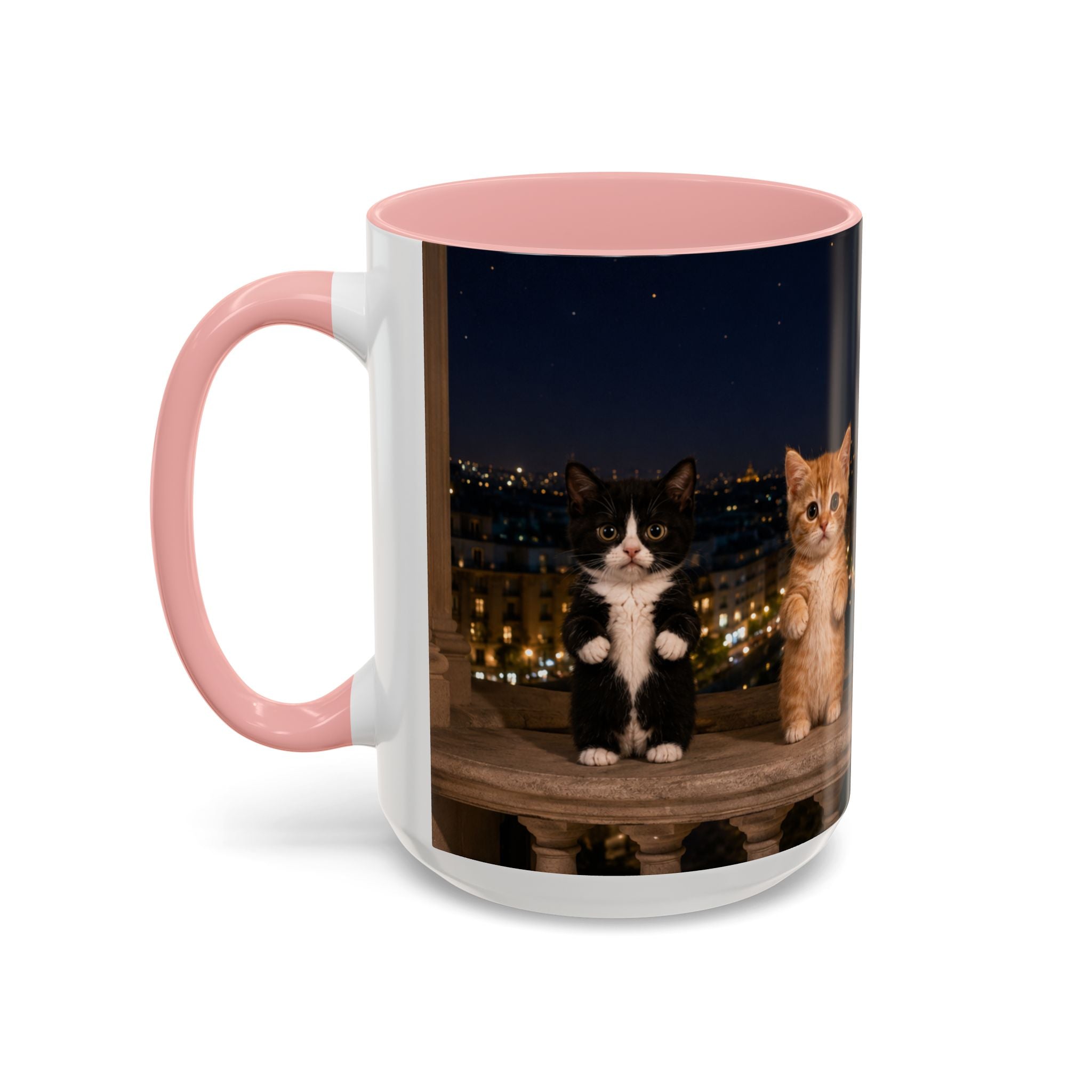 Paris Kittens Coffee Mug — Cute Cat Nightscape Accent Mug (11/15 oz)