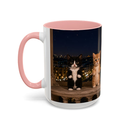 Paris Kittens Coffee Mug — Cute Cat Nightscape Accent Mug (11/15 oz)