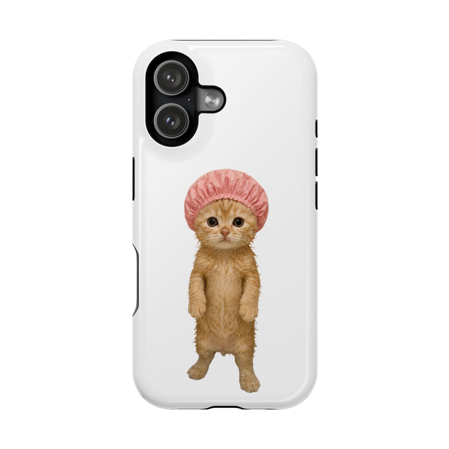 Cute Kitten in Shower Cap Magnetic Impact-Resistant Phone Case