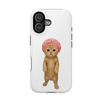 Cute Kitten in Shower Cap Magnetic Impact-Resistant Phone Case