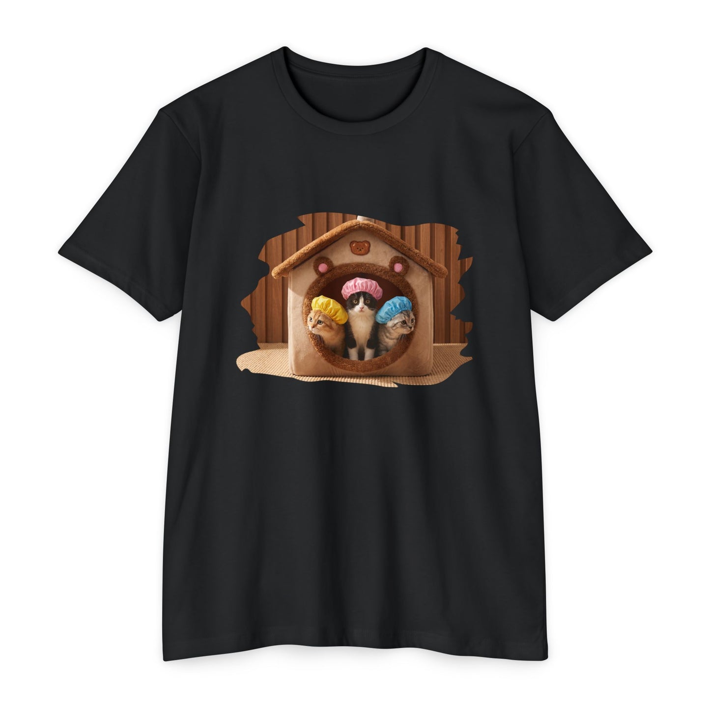 Cute Birdhouse T-Shirt — Three Cartoon Birds in Nest