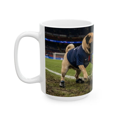 Soccer Pups Ceramic Mug — Cute Dogs Playing Football (11oz/15oz)