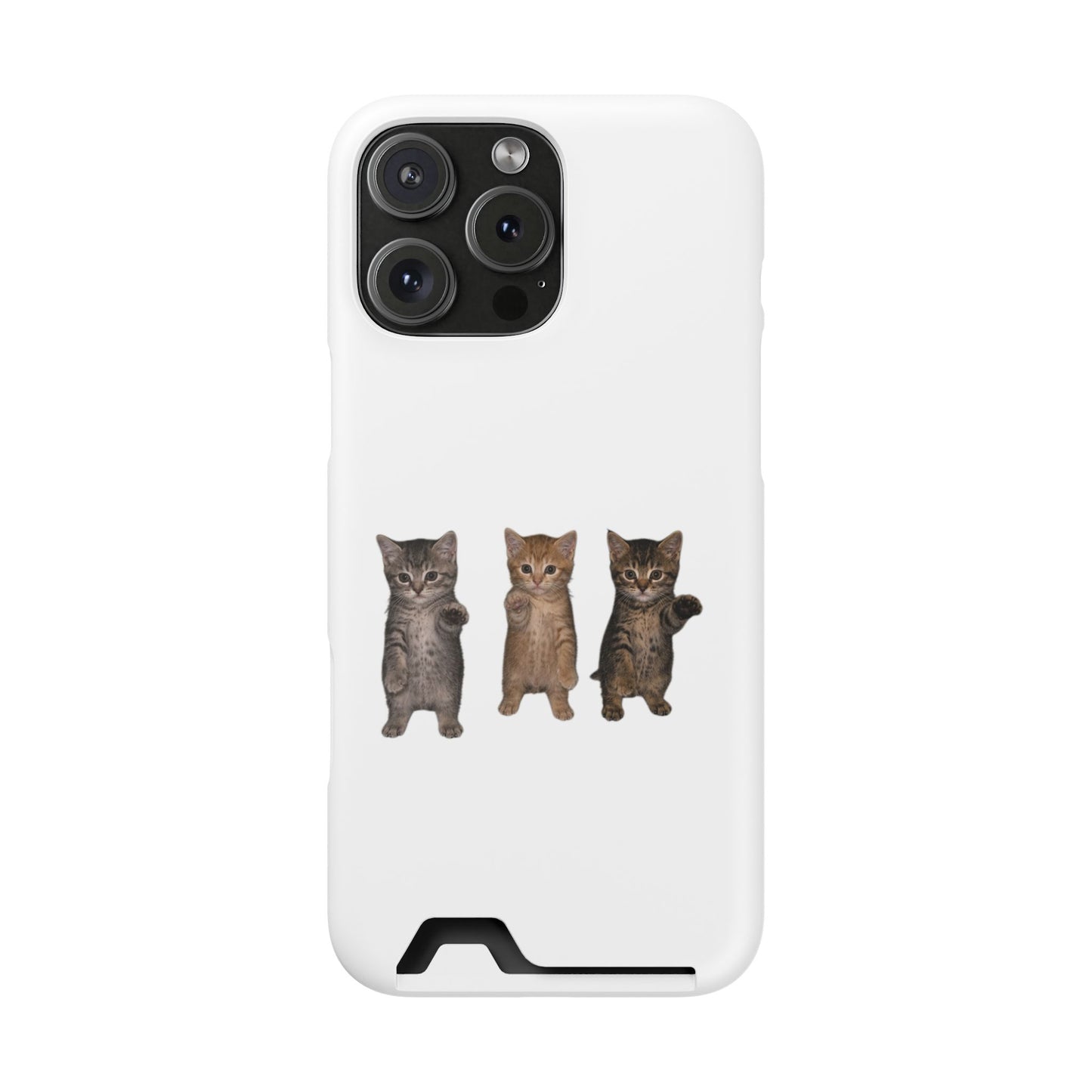 Cute Trio Kittens Phone Case with Card Holder