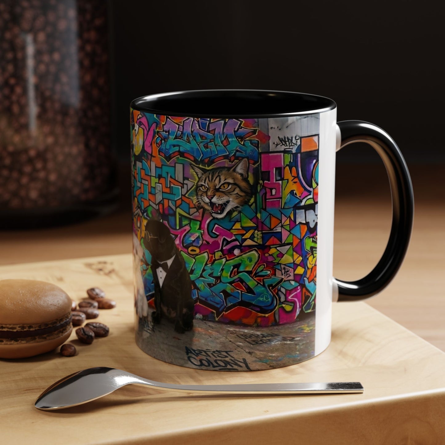 Graffiti Pets Coffee Mug — Colorful Street Art Dog & Cat Accent Mug (11/15oz)
