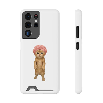 Cute Cat Shower Cap Phone Card Case