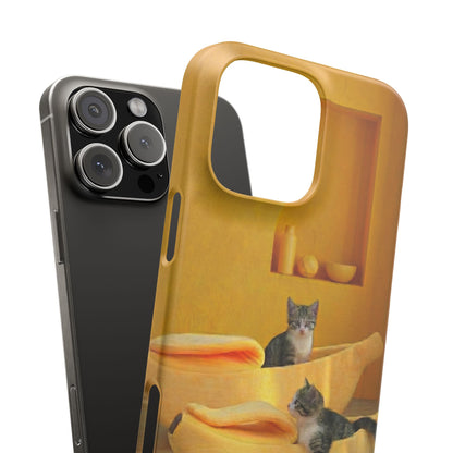 Cat Cozy Phone Case – Cute Kittens in Yellow Living Room Snap Case