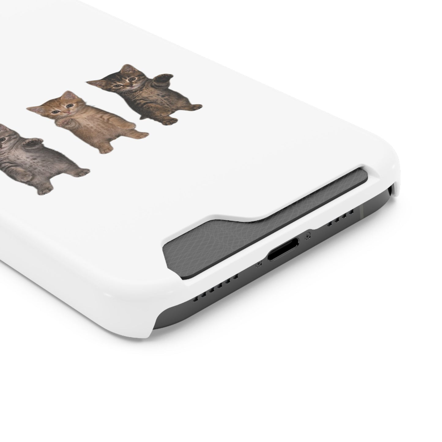 Cute Trio Kittens Phone Case with Card Holder