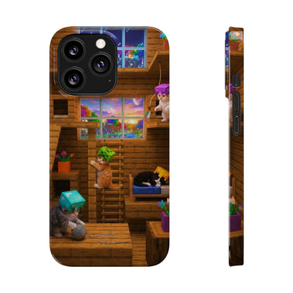 Minecraft Cozy Treehouse Slim Phone Case — Gamer Pixel Cabin Design