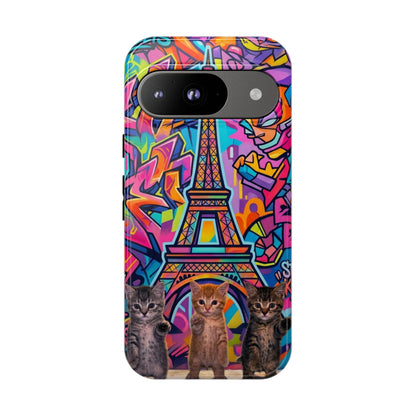 Cat Graffiti Eiffel Phone Case — Colorful Urban Parisian iPhone Cover