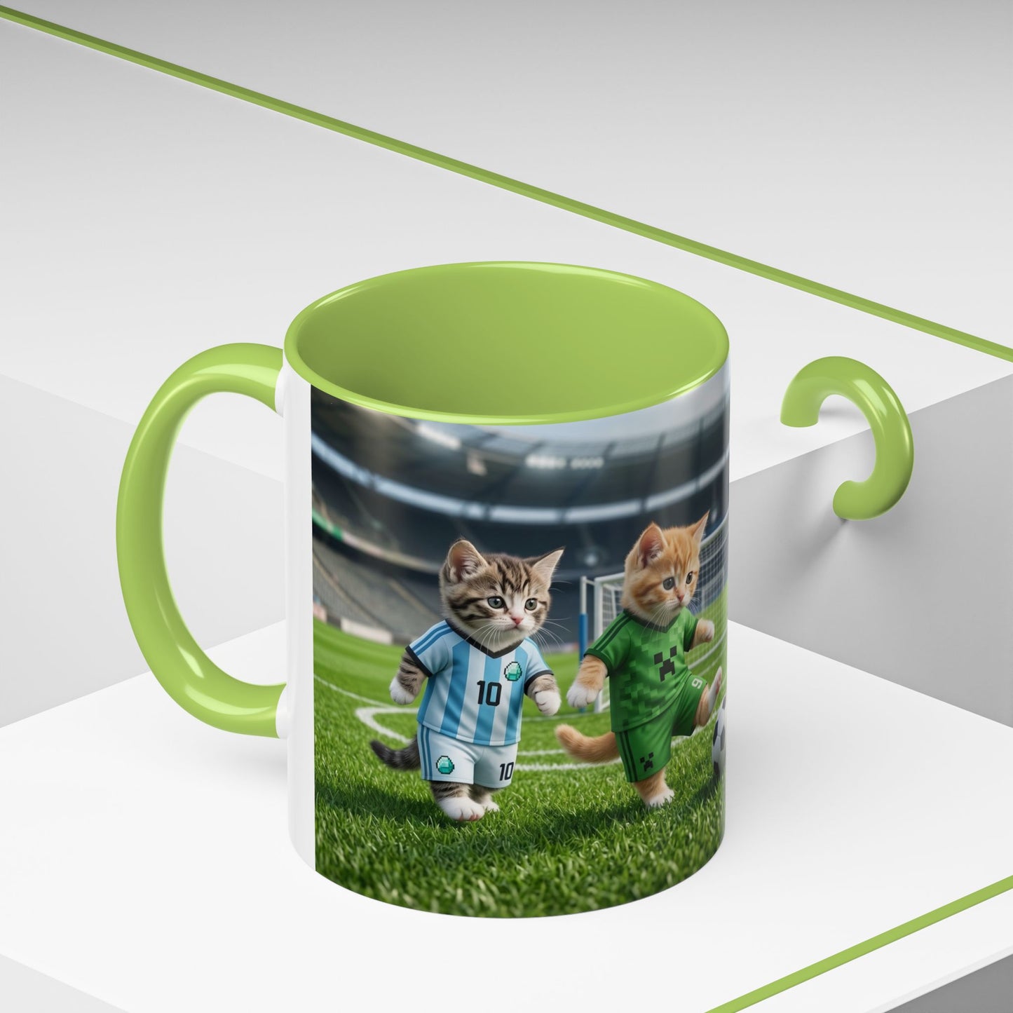 Soccer Kittens Accent Coffee Mug — Cute Cat Soccer Players 11/15oz