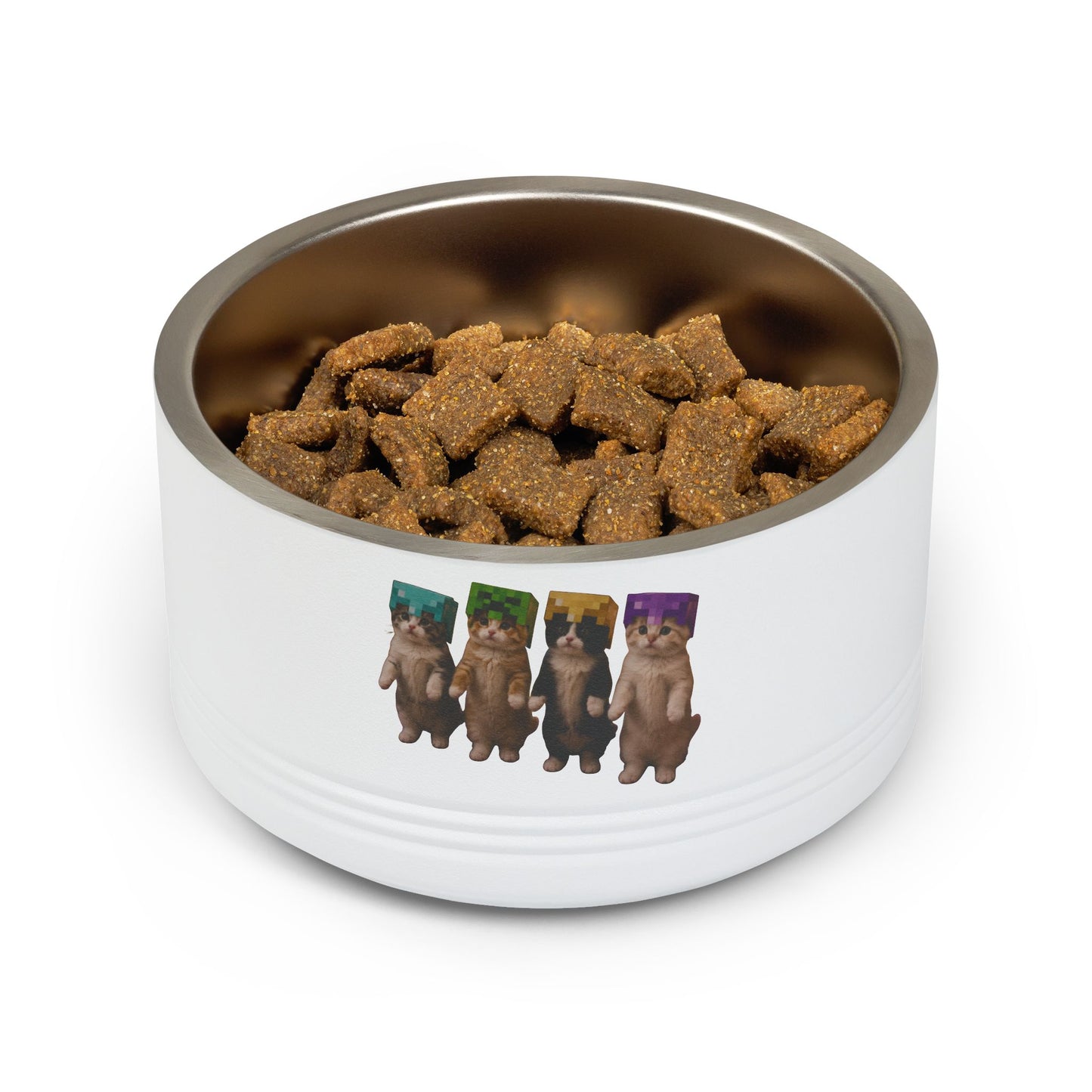 Cute Dancing Kittens Minecraft Helmet Stainless Pet Bowl (18 oz)