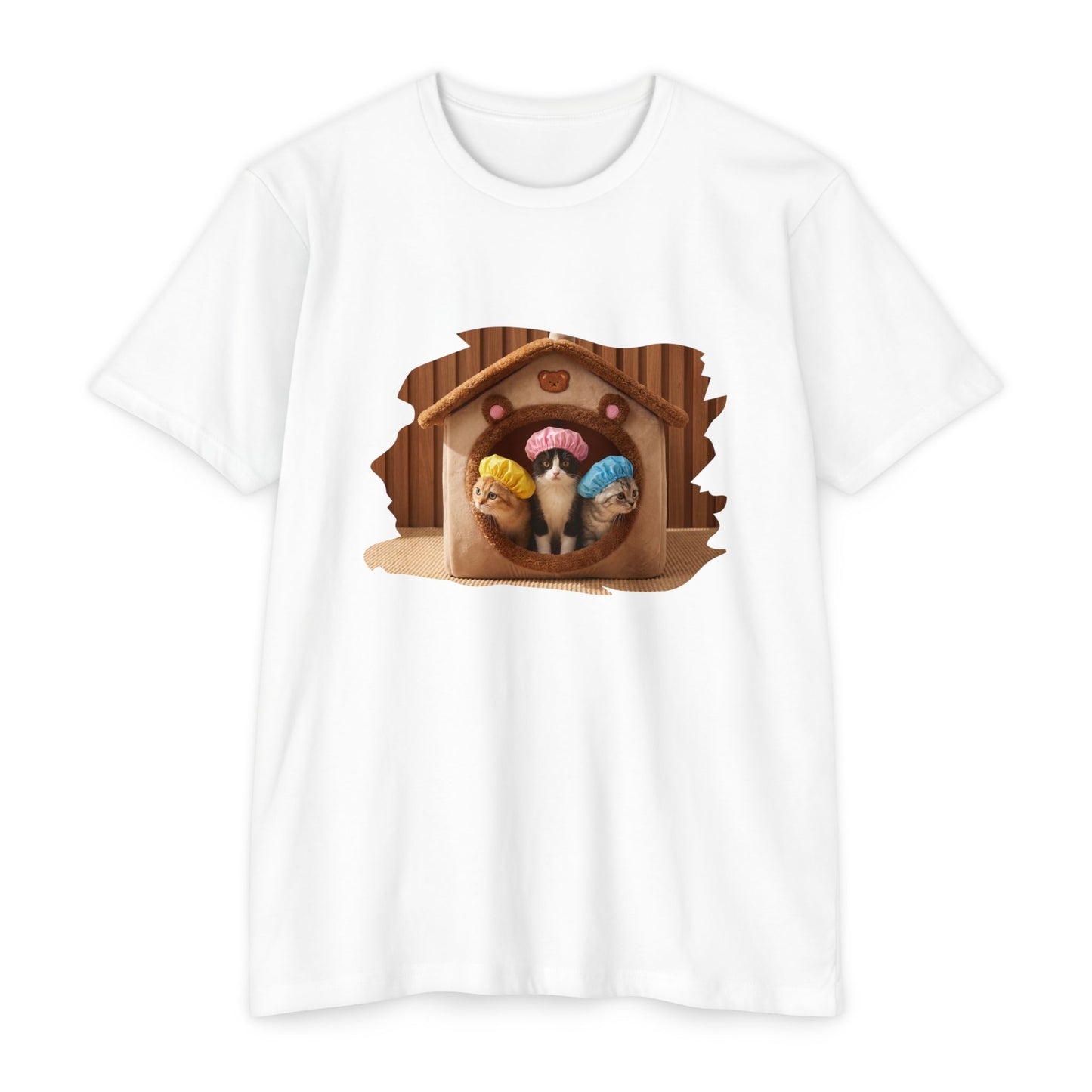 Cute Birdhouse T-Shirt — Three Cartoon Birds in Nest
