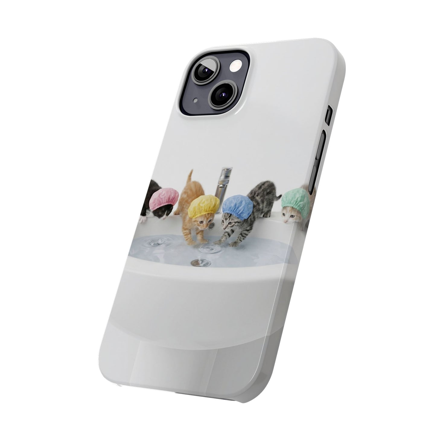 Slim Phone Case — Cute Kittens in Bathtub Design
