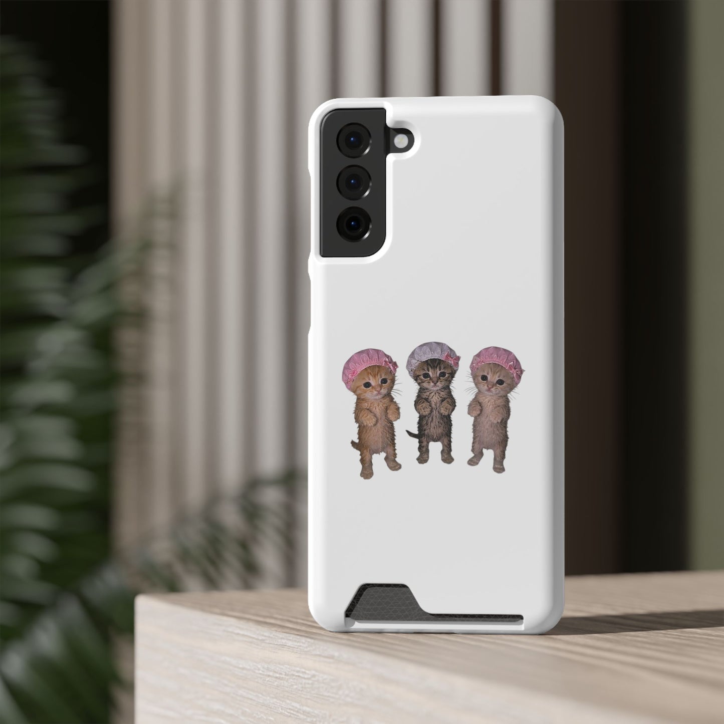 Cute Three Kittens Phone Case with Card Holder