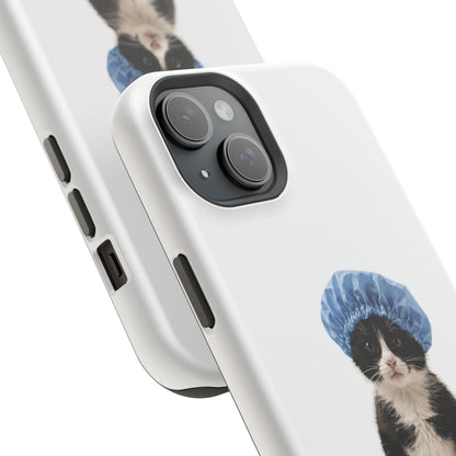 Cute Cat in Shower Cap Magnetic Impact-Resistant Phone Case