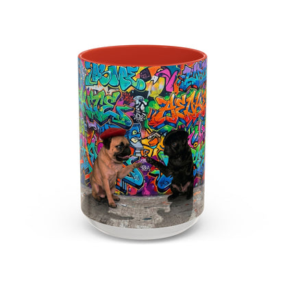 Graffiti Pug Coffee Mug — Colorful Street Art Accent Mug (11/15oz)