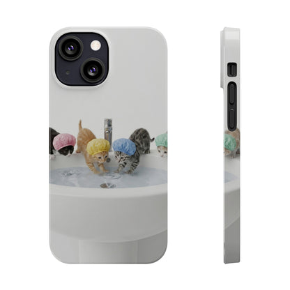 Slim Phone Case — Cute Kittens in Bathtub Design