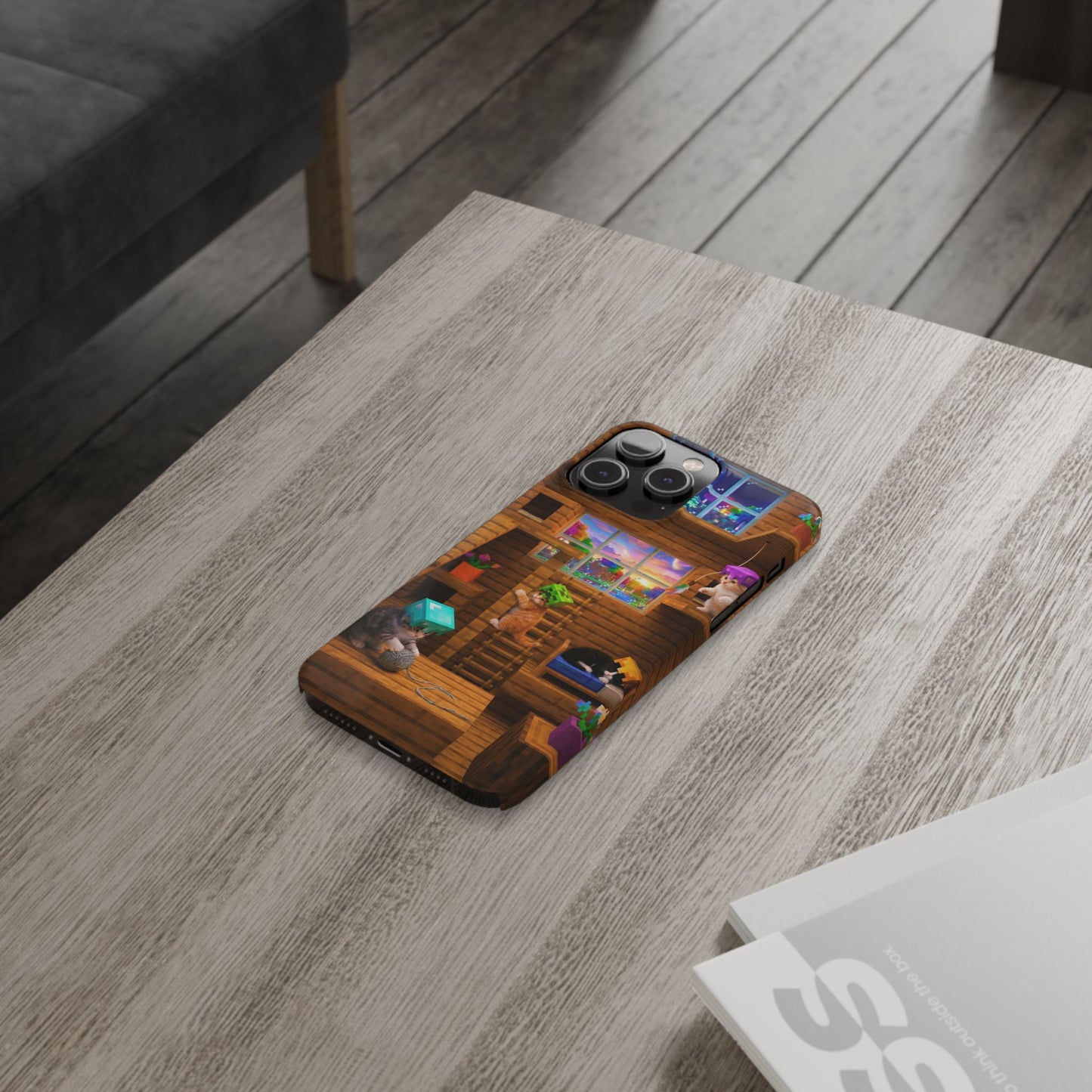 Minecraft Cozy Treehouse Slim Phone Case — Gamer Pixel Cabin Design