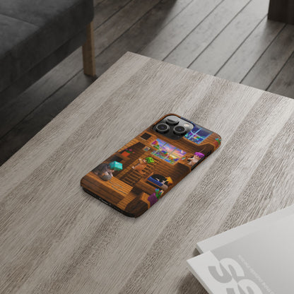 Minecraft Cozy Treehouse Slim Phone Case — Gamer Pixel Cabin Design