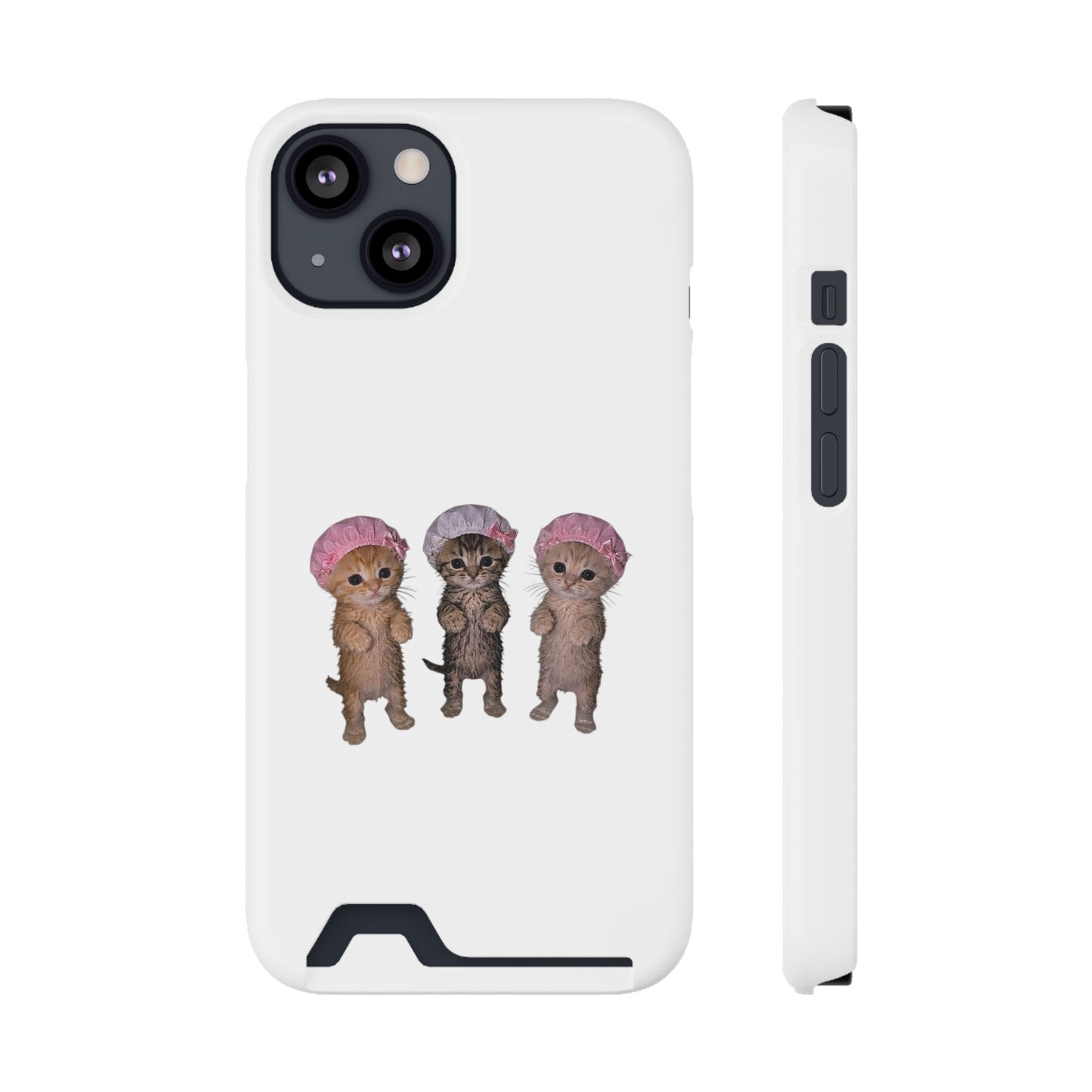 Cute Three Kittens Phone Case with Card Holder