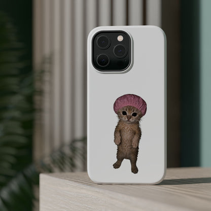 Cute Kitten in Shower Cap  Magnetic Impact-Resistant