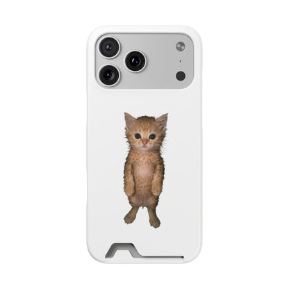 Cute Standing Kitten Phone Case with Card Holder