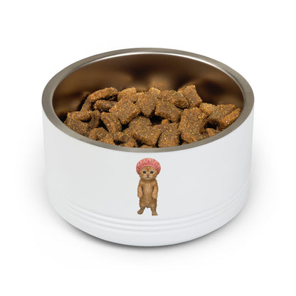 Cute Cat in Shower Cap Stainless Steel  Pet Bowl 18oz